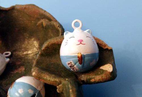 Süße Katze Nemuneko Glöckchen Cartoon Anhänger Schelle Handyanhänger Blau