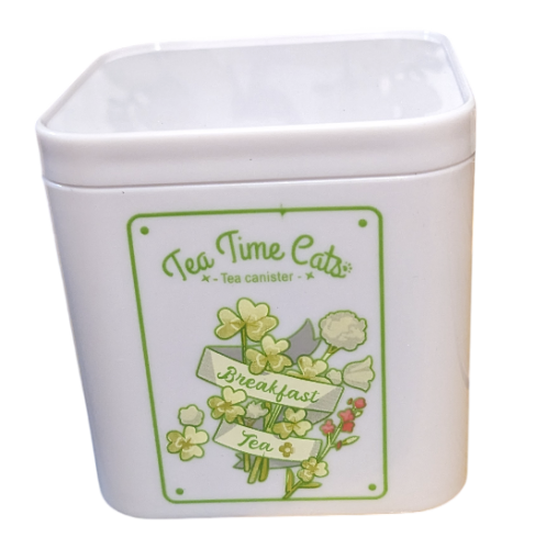 Tea Time Cats Set mit Tee Dose weiß Sammel PVC Figur sitzend