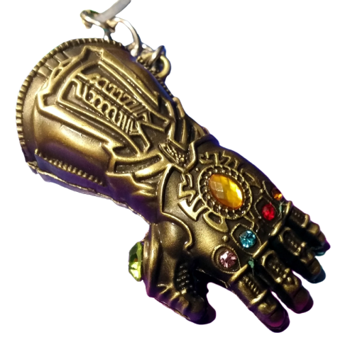 THANOS Motiv Handschuh großer 3D Metall Anhänger mit Schlüsselring