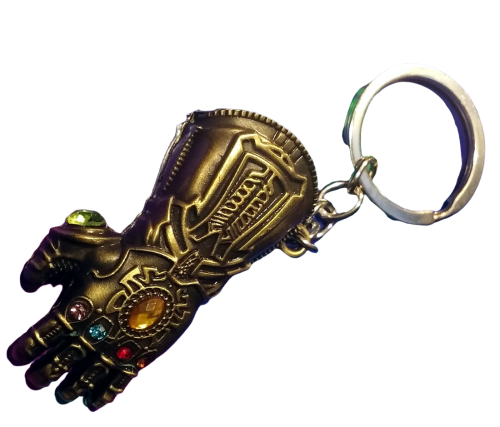 THANOS Motiv Handschuh großer 3D Metall Anhänger mit Schlüsselring