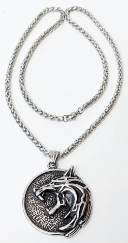 The Witcher Gerald Wild Hunt Motiv Wolf 3D Medallion Kette Edelstahl