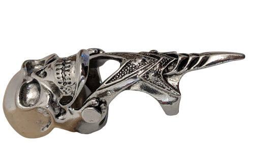 Totenkopf Gliederring Punk Gothic Ring Antik Silber