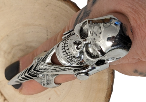Totenkopf Gliederring Punk Gothic Ring Antik Silber