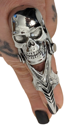 Totenkopf Gliederring Punk Gothic Ring Antik Silber