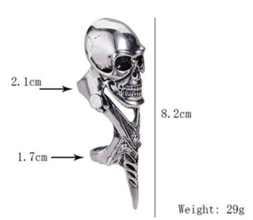 Totenkopf Gliederring Punk Gothic Ring Antik Silber