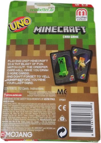 UNO Kartenspiel Spezial Edition Motiv Minecraft