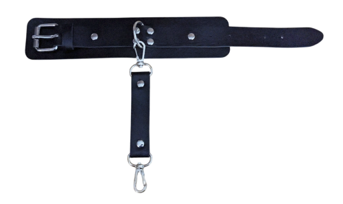 Unisex Leder Nieten Armband | D Ring - Armband mit Riemen Karabiener Schwarz Silber -  Gothic - Club - Harajuku