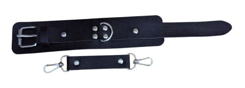 Unisex Leder Nieten Armband | D Ring - Armband mit Riemen Karabiener Schwarz Silber -  Gothic - Club - Harajuku