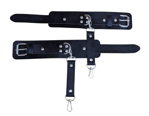 Unisex Leder Nieten Armband | D Ring - Armband mit Riemen Karabiener Schwarz Silber -  Gothic - Club - Harajuku