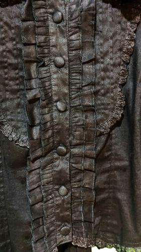 Viktorianische Gothicbluse mit Spitze von Spin Doctor mit Korsettschnürung - Größe L - Schwarz
