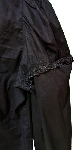 Viktorianische Gothicbluse mit Spitze von Spin Doctor mit Korsettschnürung - Größe L - Schwarz
