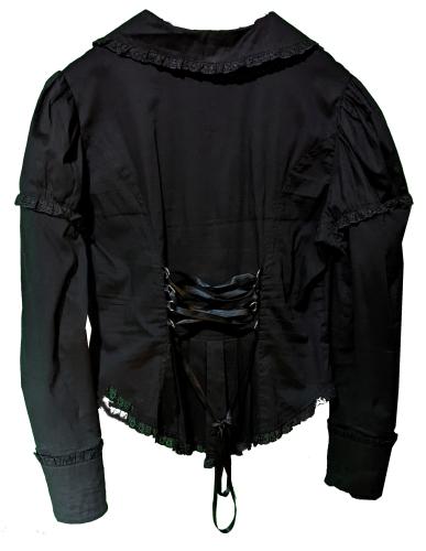 Viktorianische Gothicbluse mit Spitze von Spin Doctor mit Korsettschnürung - Größe L - Schwarz