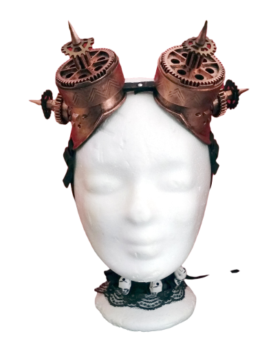 Steampunk /Cyber Flieger - Schweißerbrille Spikes-Zahnräder Farbenwahl