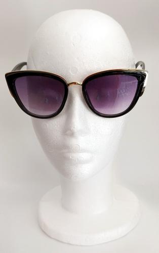 Vintage Damen Sonnenbrille Cat Eye Schwarz Gold