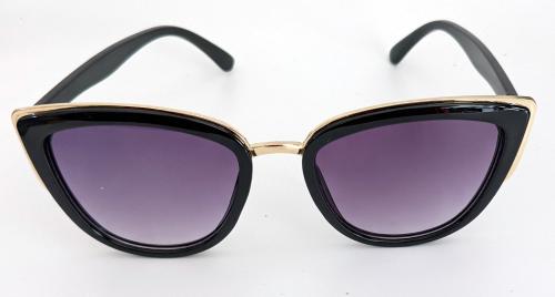 Vintage Damen Sonnenbrille Cat Eye Schwarz Gold