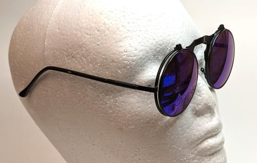 Vintage Steampunk Flip Sonnenbrille Retro Gothic Google Brille Blau