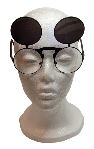 Vintage Steampunk Flip Sonnenbrille Retro Gothic Google Brille Blau