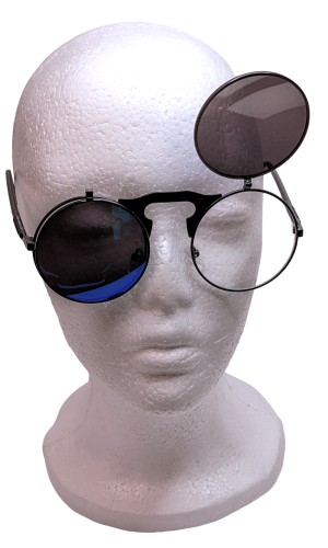 Vintage Steampunk Flip Sonnenbrille Retro Gothic Google Brille Blau