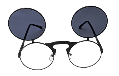 Vintage Steampunk Flip Sonnenbrille Retro Gothic Google Brille Schwarz