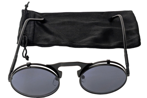 Vintage Steampunk Flip Sonnenbrille Retro Gothic Google Brille Schwarz