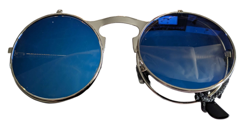 Vintage Steampunk Flip Sonnenbrille Retro Gothic Google Brille Blau