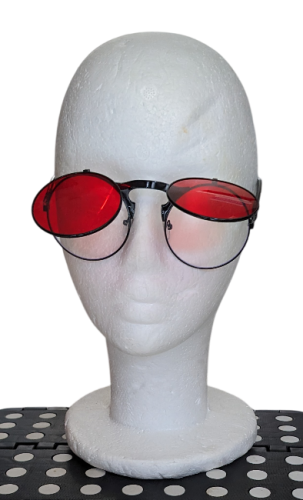 Vintage Steampunk Flip Sonnenbrille Retro Gothic Google Brille Rot