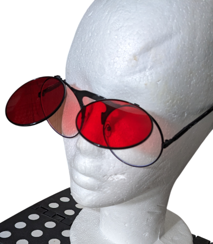 Vintage Steampunk Flip Sonnenbrille Retro Gothic Google Brille Rot