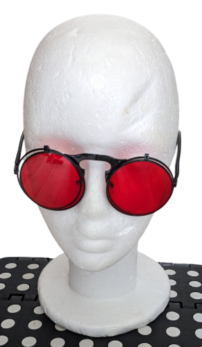 Vintage Steampunk Flip Sonnenbrille Retro Gothic Google Brille Rot