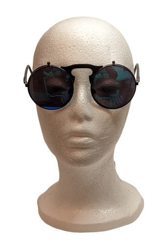 Vintage Steampunk Flip Sonnenbrille Retro Gothic Google Brille Blau