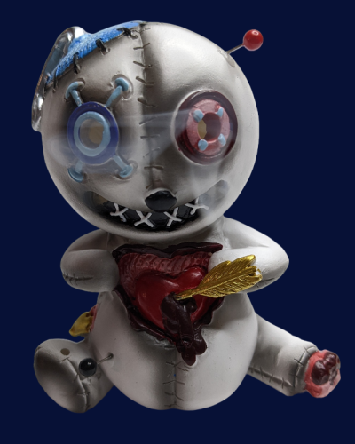Voodoo Puppe Räucherfigur - Stecknadeln Herz - Steinzeug - Räucherkegel