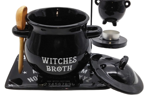 Witches Brew ★ Schwarze Keramik Suppenschüssel mit Löffel ★ Hexenbrühe Suppentasse