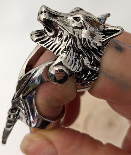 Wolf Gliederring -Vikinger Ring altsilber Mittelalter - Gothic Ring