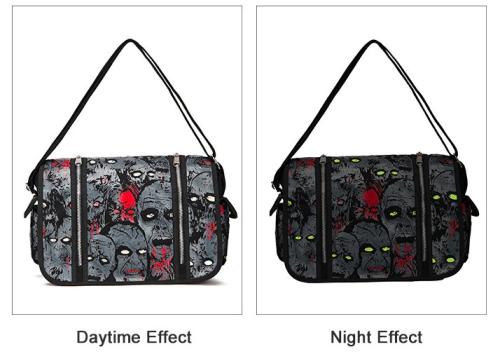 Messanger Bag ☣ Umhängetasche Tasche Unisex ☣ Zombies The Walking Dead Motiv ☣ fluoreszierend