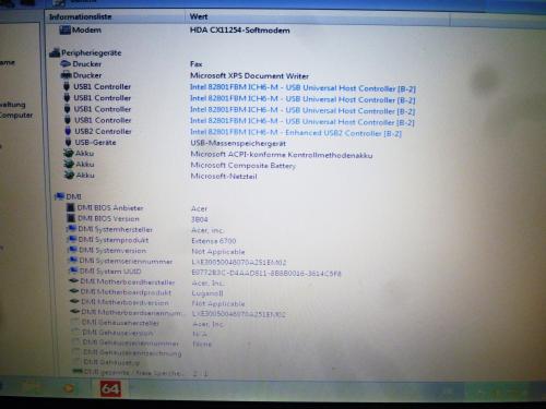 Acer Extensa 6702-200 Notebook Intel M740 1,73 GHz 15.4 Zoll