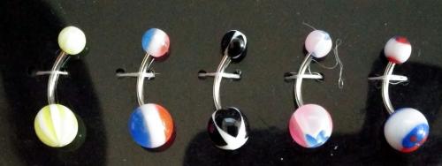 Bauchnabel Piercing Acryl Sterne, Streifen Bunt 1.4 | 16 G