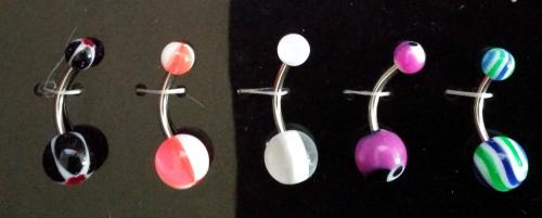 Bauchnabel Piercing Acryl Sterne, Streifen Bunt 1.4 | 16 G