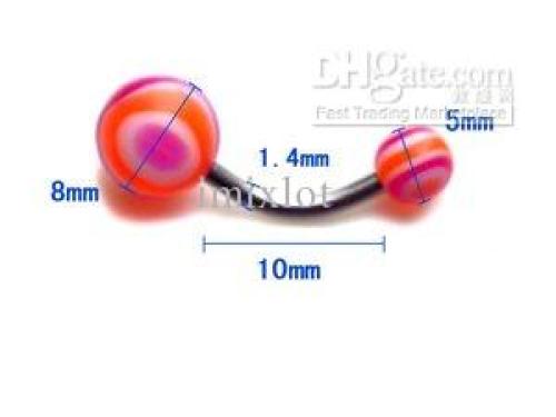 Bauchnabel Piercing Acryl Sterne, Streifen Bunt 1.4 | 16 G