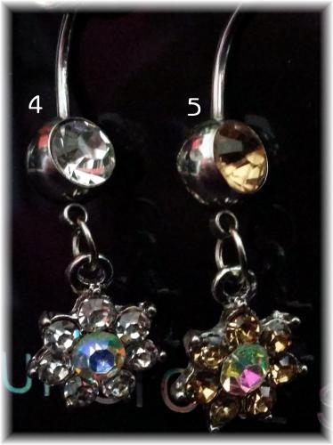 Bauchnabelpiercing | Brustwarzenpiercing 1.6 / 14 G Kristall Blumen