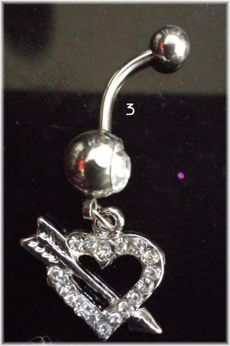 Bauchnabelpiercing 1.6 / 14 G Kristall Herz mit Pfeil