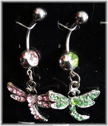 Bauchnabelpiercing 1.6 / 14 G Libelle mit Kristallsten