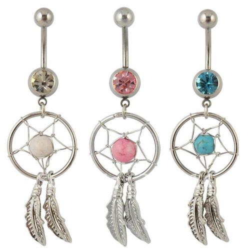 Traumfänger Bauchnabelpiercing Dreamcatcher Rosa 1.6