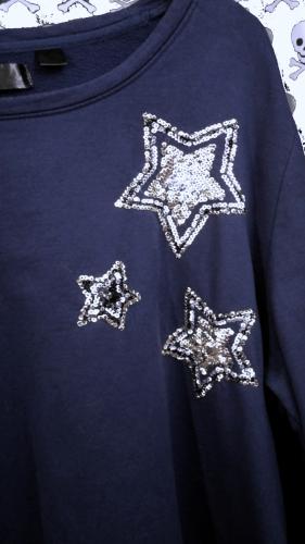 Sweetshirt | Gr. 50 Dunkelblau | Chiffon | Pailletten-Sterne