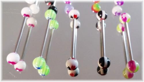 Barbell Zungen Brustwarzen Piercing UV Candy 16G - 1.4mm