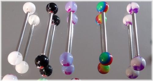 Barbell Zungen Brustwarzen Piercing UV Candy 16G - 1.4mm