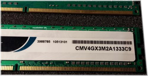 PC Arbeitsspeicher Corsair 2 GB PC3-10600 DDR3 SDRAM 1333 Mhz