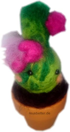 Filz Fantasie Kakteen Handgefertigt Merino Wolle Unikat Motiv 2