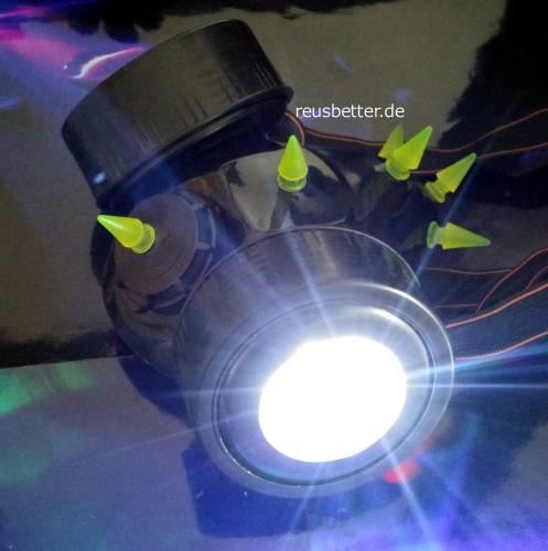 INDUSTRIAL, CYBER ,Club GASMASKE LED und UV Spikes Neon Unisex Blau