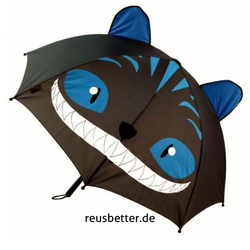 Regenschirm Grinsekatze mit Ohren | Kawaii  | Stockschirm 72 cm Lang | Ausgefallene Regenschirme