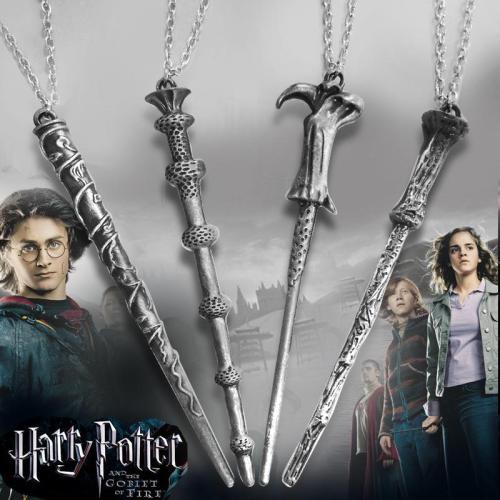 Harry Potter Zauberstab mit Kette Antik Silber 11cm