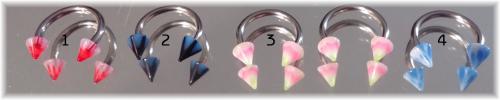 Hufeisen Cone Spitze UV Piercing Candy Stripe18G 1.0 mm
